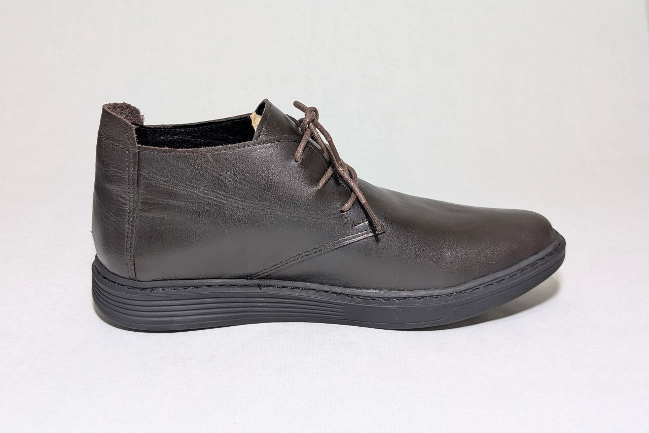 Chaussure demi botes en cuir véritable avec lacets