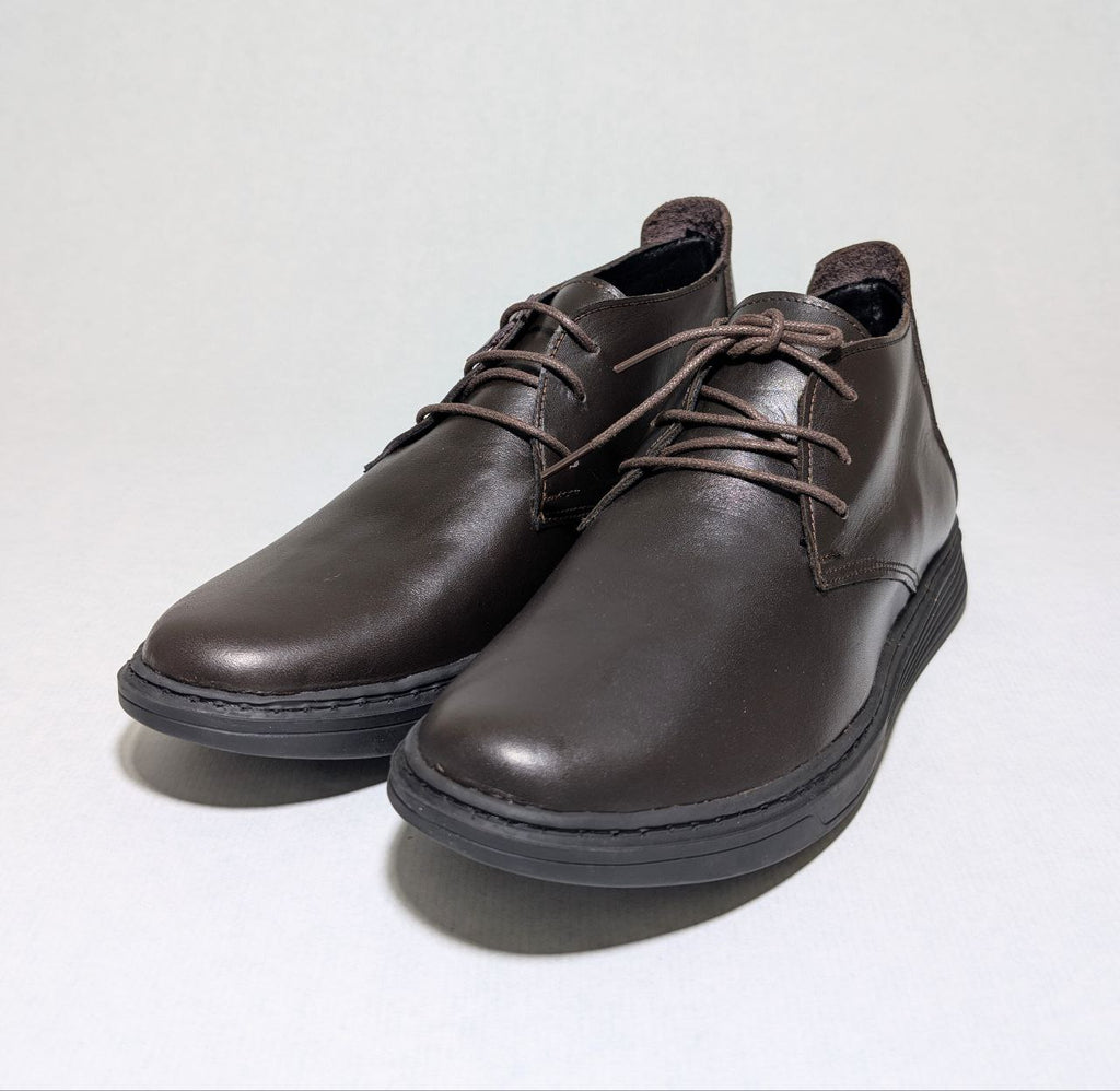 Chaussure demi botes en cuir véritable avec lacets